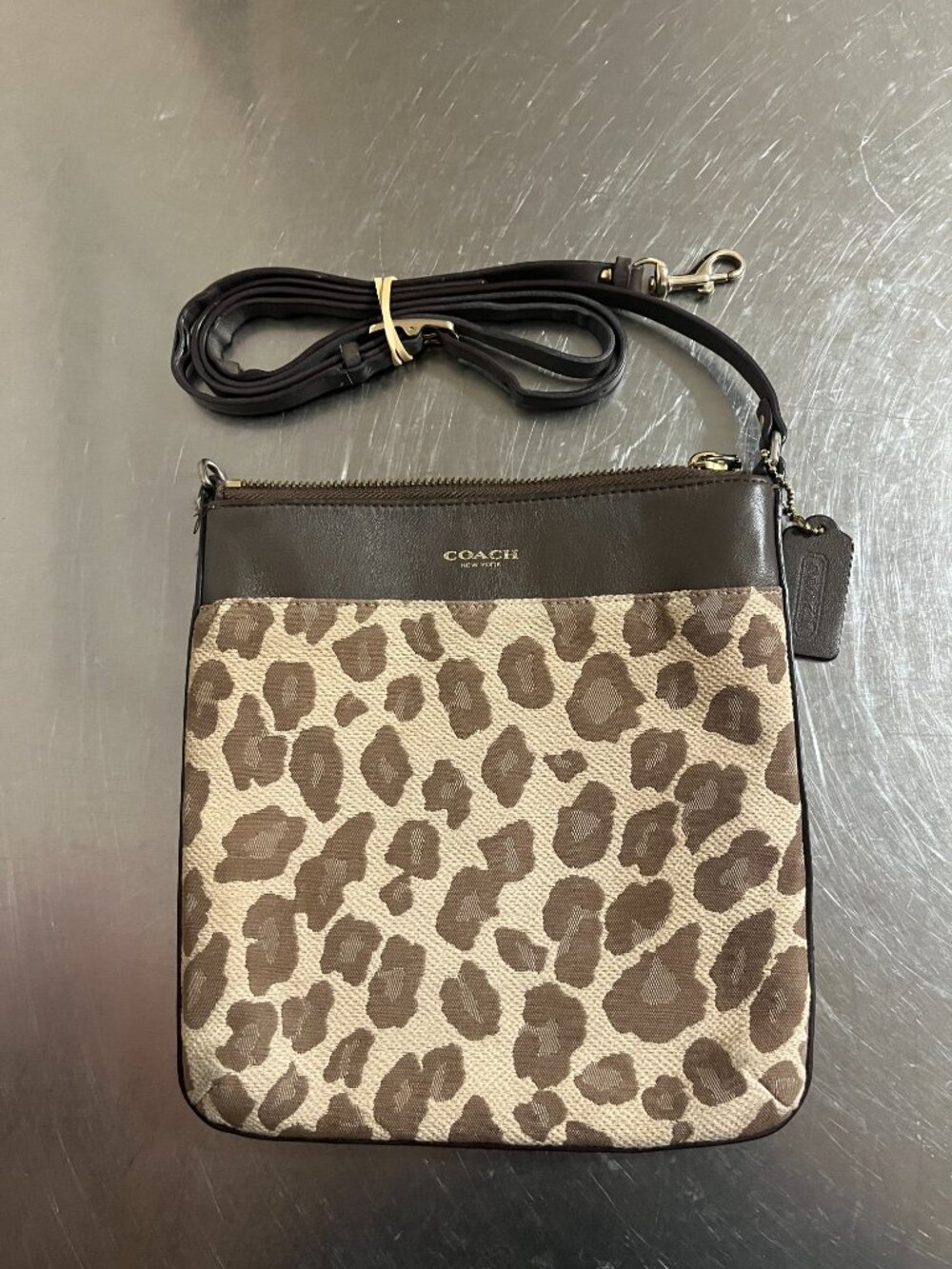 COACH Leopard Print Crossbody Satchel Shoulder Bag
